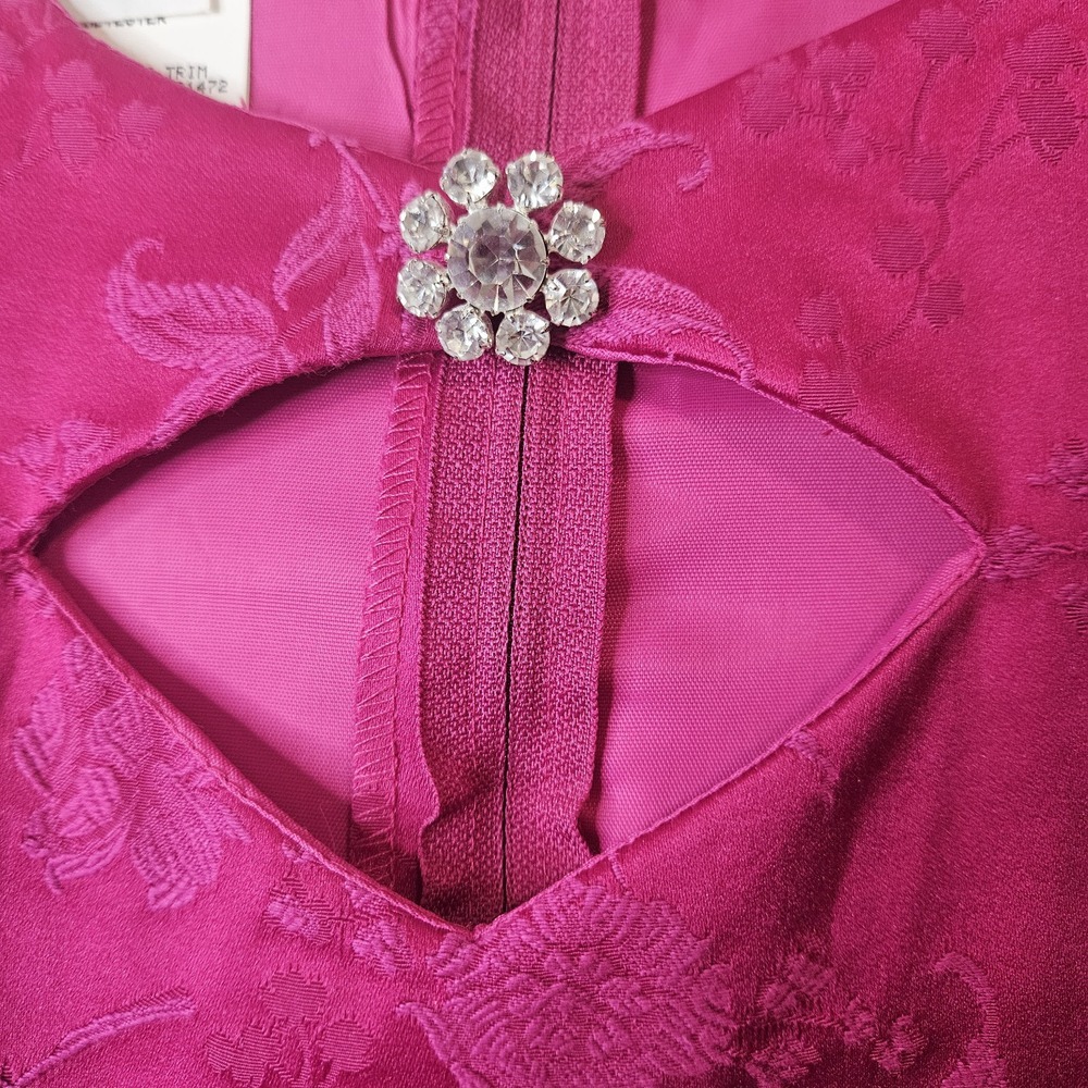 Jessica McClintock Fuchsia Floral Jacquard Mini Dress - Picture 6 of 15